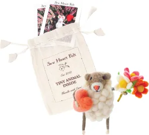 | Hand-Felted Heart and Flowers Sheep | Organic Wool Home Decor | Fair Trade Plush Animal Ornament | Gift for Any Occasion | Perfect for New Spaces & Home Accessories