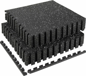 0.56in Thick 48 Sq Ft Exercise Equipment Mats, 12 Tiles Rubber Top EVA Foam Workout Mats, Interlocking Gym Flooring for Home Gym, 24 x 24in, Black & White