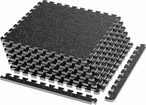 0.79" Gym Flooring for Home Gym,6 Pcs 24 Sq Ft Rubber Top Floor Mats High Density EVA Foam Gym Floor Tiles with Rubber Top Interlocking Exercise Equipment Matt for Garage/Fitness Room-Black White