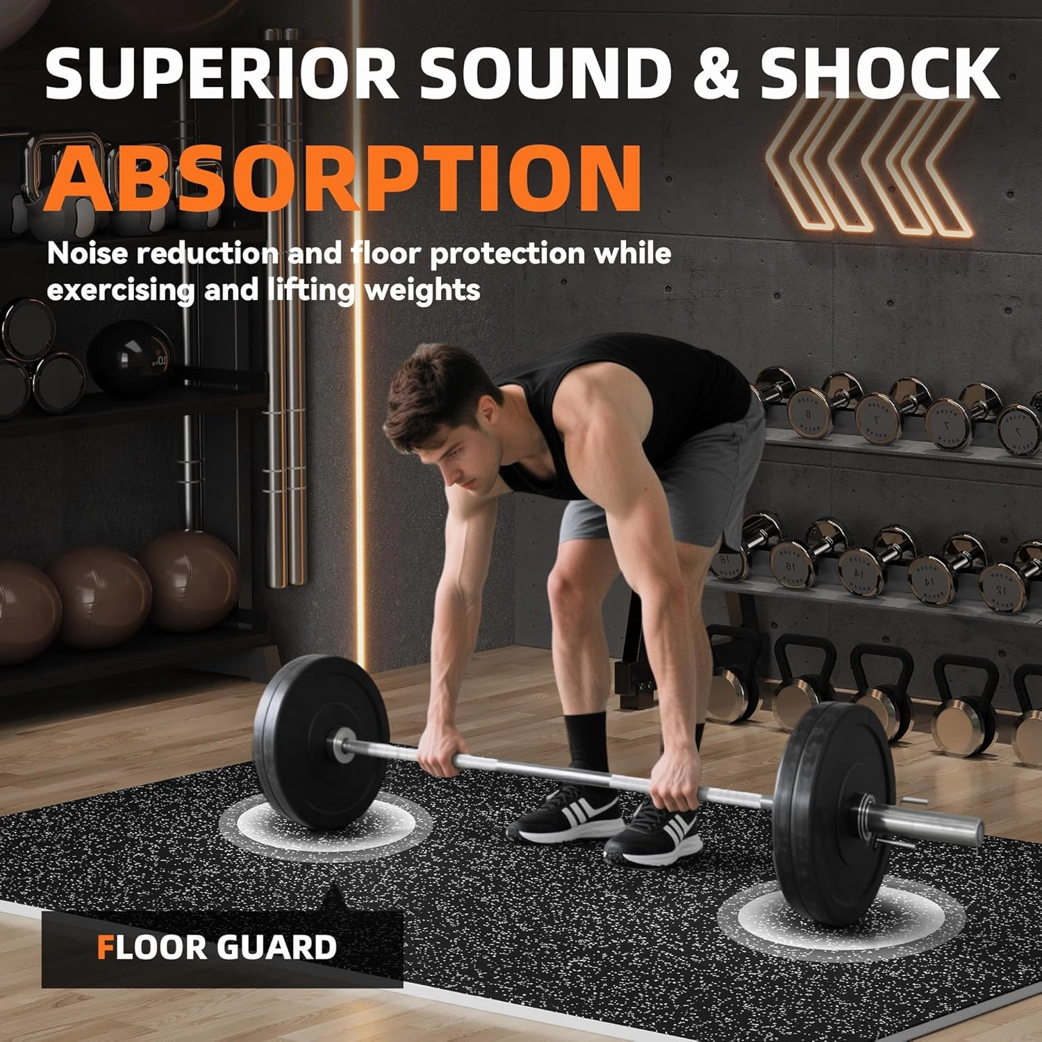 0.79" Gym Flooring for Home Gym,6 Pcs 24 Sq Ft Rubber Top Floor Mats High Density EVA Foam Gym Floor Tiles with Rubber Top Interlocking Exercise Equipment Matt for Garage/Fitness Room-Black White