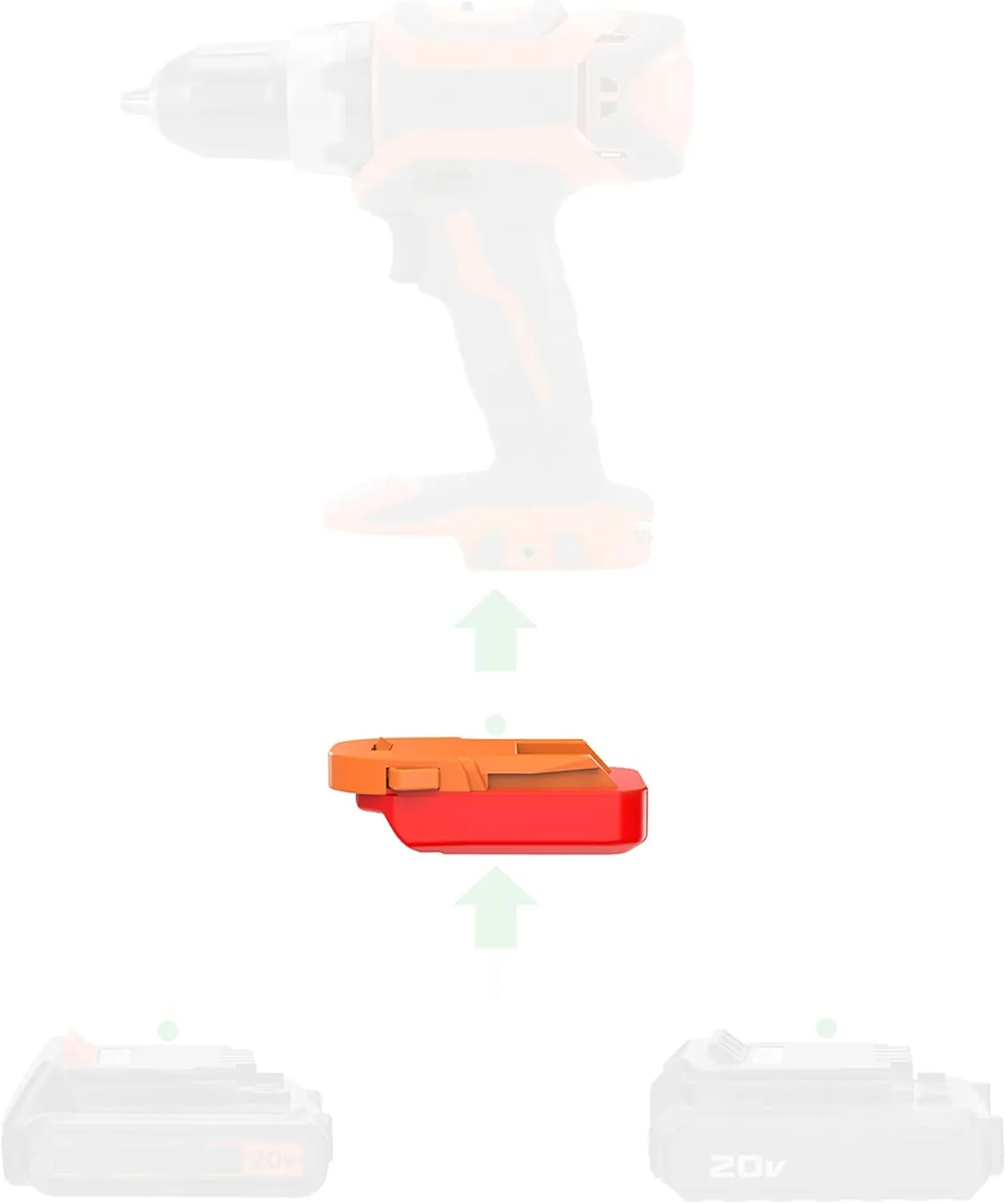 1 Adapter for Ridgid 18v Tools, Compatible with Black and Decker, Porter Cable 20v MAX Battery - Adapter Only
