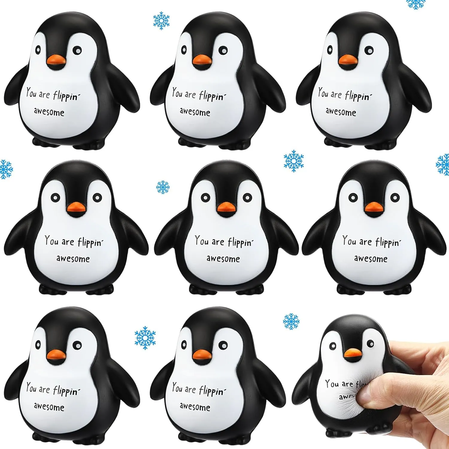 10 Pcs Positive Penguin Stress Balls Emotional Relief Squeeze Stretchy Fidget Inspirational Animal Stress Balls Funny Penguin Plush Toy for Student Coworker Employee Teacher Stuff Gift