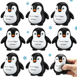 10 Pcs Positive Penguin Stress Balls Emotional Relief Squeeze Stretchy Fidget Inspirational Animal Stress Balls Funny Penguin Plush Toy for Student Coworker Employee Teacher Stuff Gift