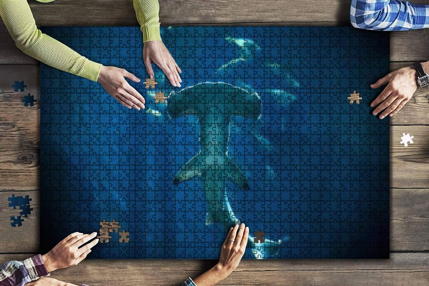 1000 Piece Hammerhead Shark Large Piece Jigsaw Puzzles for Adults Educational Toy for Kids Creative Games Entertainment Wooden Puzzles Home Decor