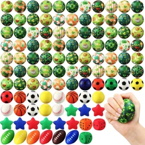 108 Pcs St. Patrick's Day Stress Balls Bulk Shamrock Clover Green Sport Balls Squeeze Balls Stress Relief Fidget Mini Foam Toy Basket Goodie Stuffers Gift for Irish Party Favor Kids Adults