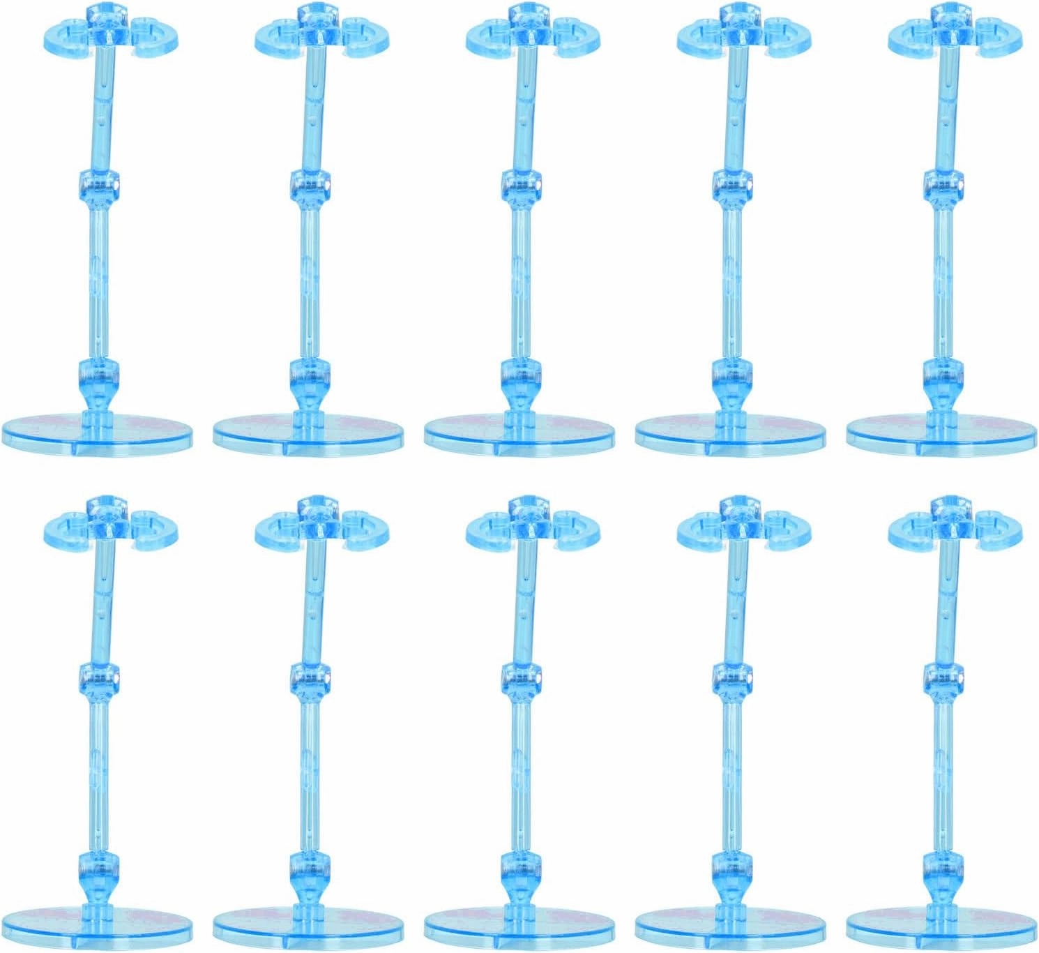 10PCS Action Figure Display Stand, Plastic Translucent Doll Model Support Holder Base for 6 Inch Collectibles, Stable Adjustable Stands with Accessories (plastic)
