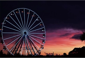 10x7ft Cityscape Night Ferris Wheel Photography Backdrop Seaside Sunset Landscape Background Baby Shower Wedding Party Decoration Banner Supplies Photobooth Vinyl Studio Props