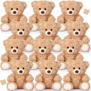 12 Pieces 8 Inch Stuffed Bear Plush Toys - Soft Animal Bulk Party Favors and Decorations for Birthday, Baby Shower Gifts and Supplies