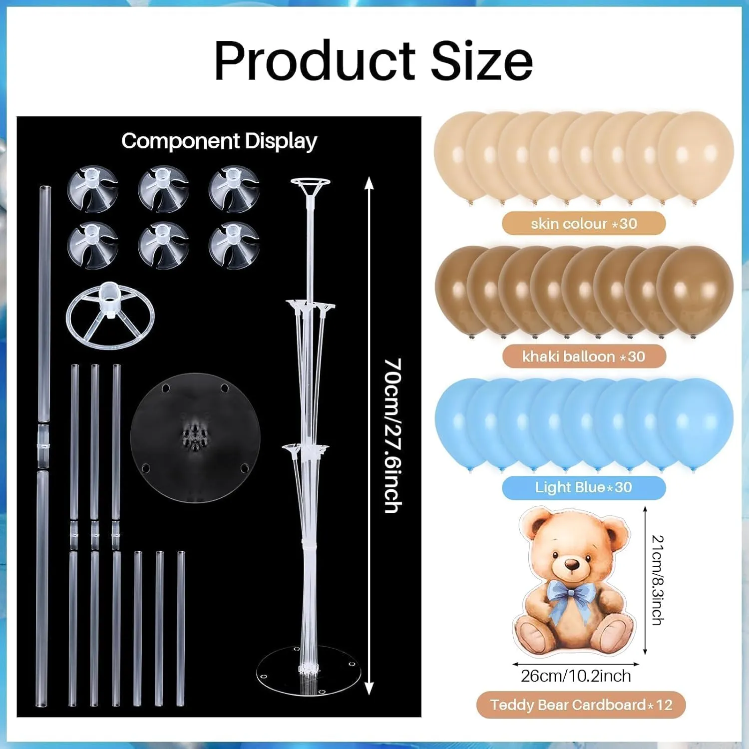 12 Sets Bear Baby Shower Balloon Stand Kit for Table Boy Baby Shower with Balloon Centerpieces Decorations for Blue Teddy Bear Theme Gender Reveal Birthday Party Table Decorations Supplies