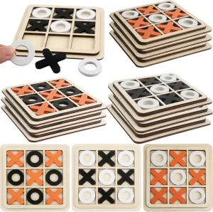 12 Sets Kids Wooden Tic Tac Toe Game XO Wood Board Game Classic Mini Tabletop Game Set for Boys Girls Educational Games Toy Goody Bag Filler Birthday Party Favor