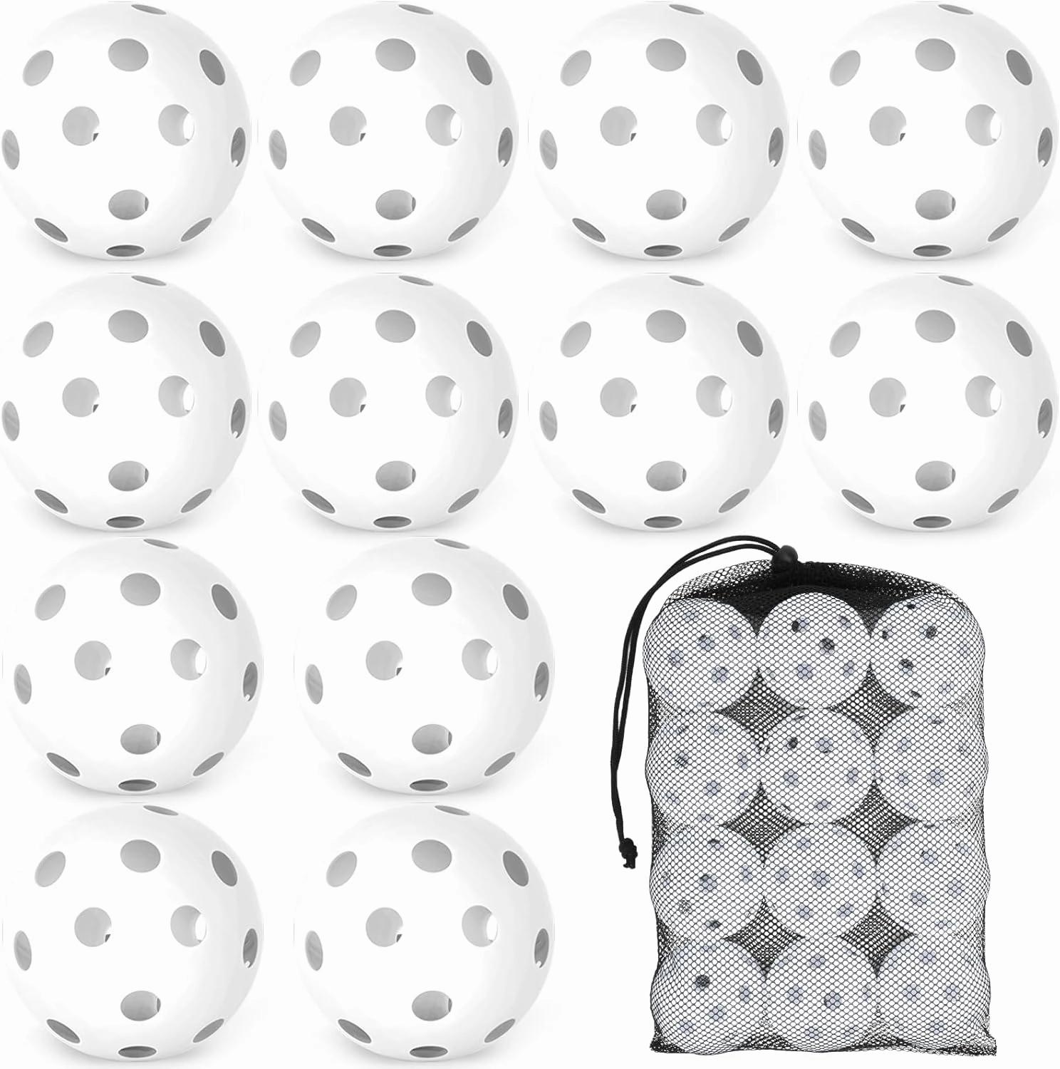 12/30/60 Pcs Practice Baseballs For Hitting, 2.8 Inch Plastic Soft Baseballs for Practice Lightweight Soft Ball With Mesh Bag, Hollow Training Softball for Indoor Outdoor Sport Pitching Batting