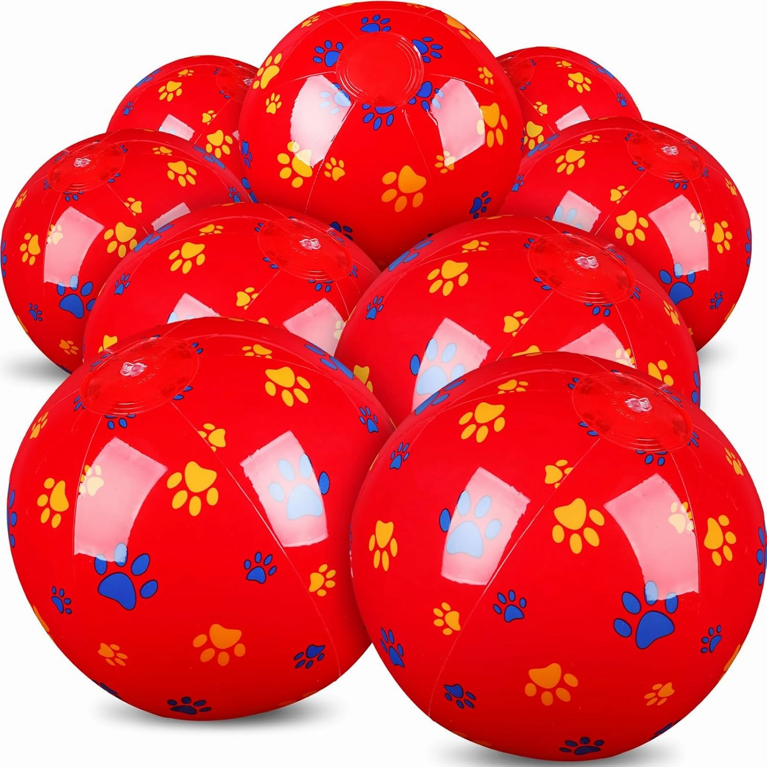12 Pack Red Dog Paw Themed Beach Ball for Kids 7.87" Bulk for Summer Pool and Beach Game Gifts Red and Dog Birthday Party Supplies and End of The Year Class Party Decorations Favor