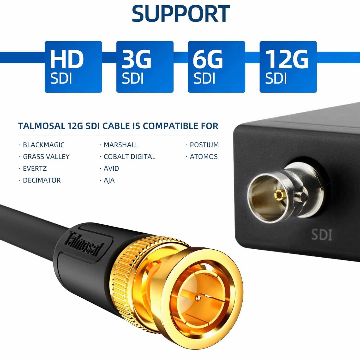12G SDI Cable 300 ft, RG11 Coax 4K BNC Cable Supports HD-SDI/3G-SDI/6G-SDI/12G-SDI/4K/8K 75 Ohm 4K SDI Video Cable for Blackmagic Design Converter, Video Security Camera