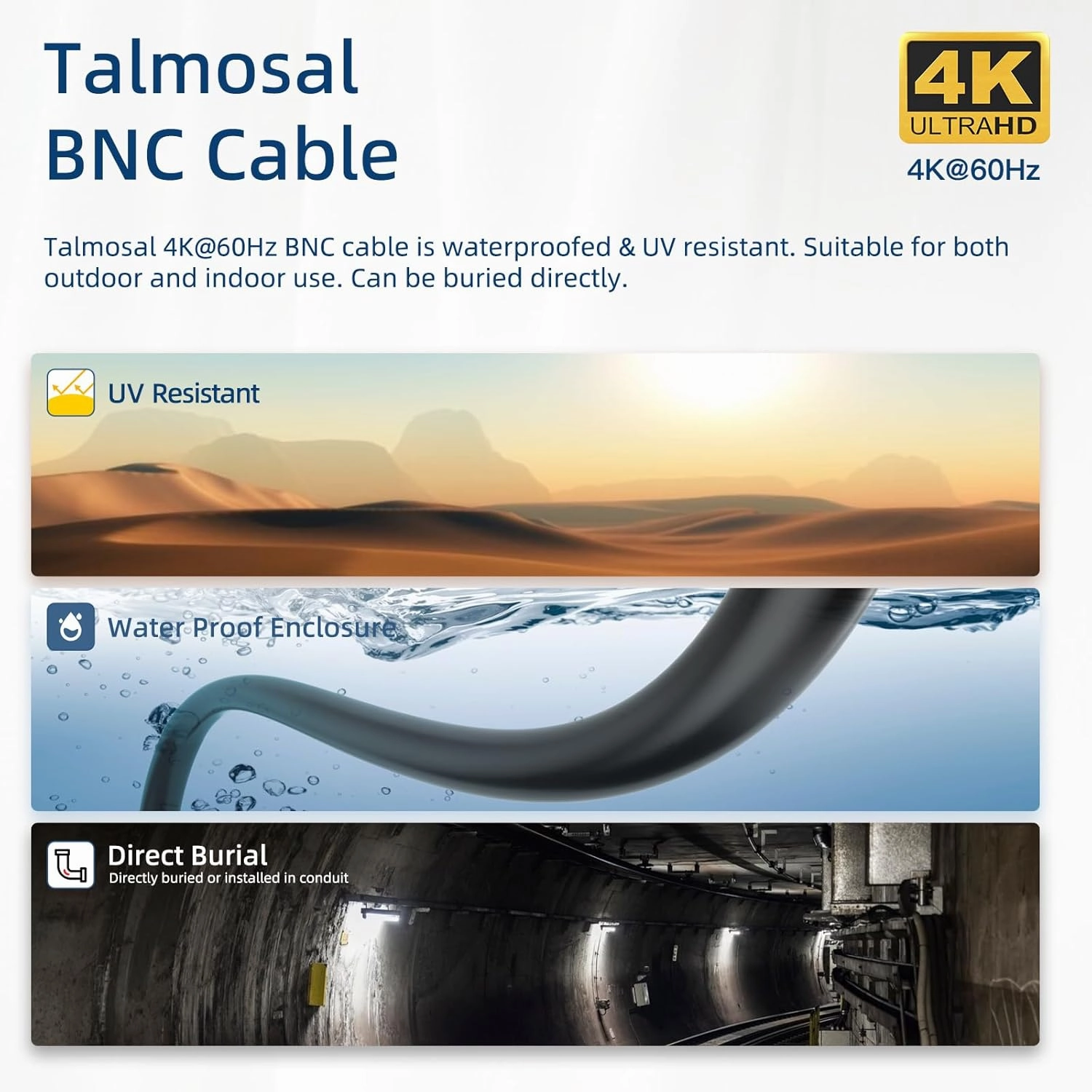 12G SDI Cable 300 ft, RG11 Coax 4K BNC Cable Supports HD-SDI/3G-SDI/6G-SDI/12G-SDI/4K/8K 75 Ohm 4K SDI Video Cable for Blackmagic Design Converter, Video Security Camera