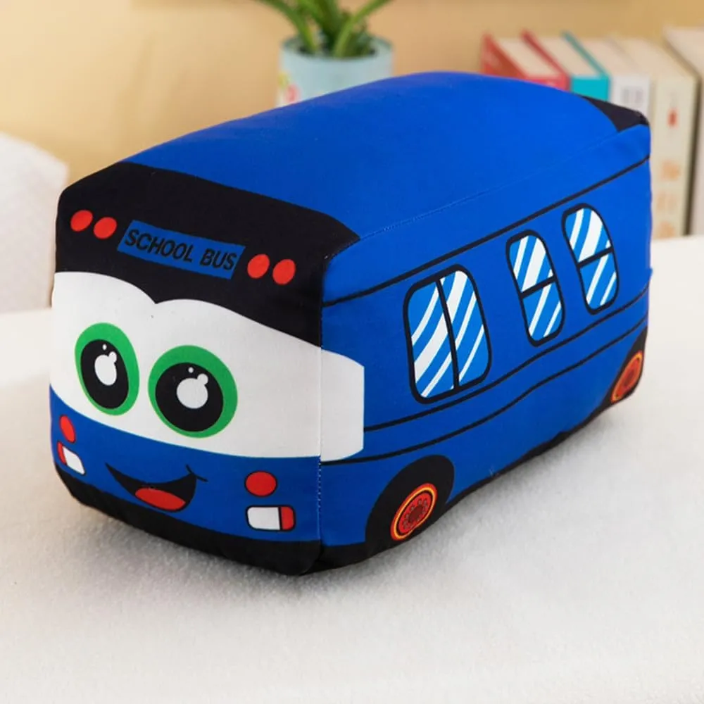 13.8 Inches Car Plush Toy Simulation Bus Cute Cartoon Pillow Filling Car Plush Pillow Toy Gift Children's Birthday (Blue)