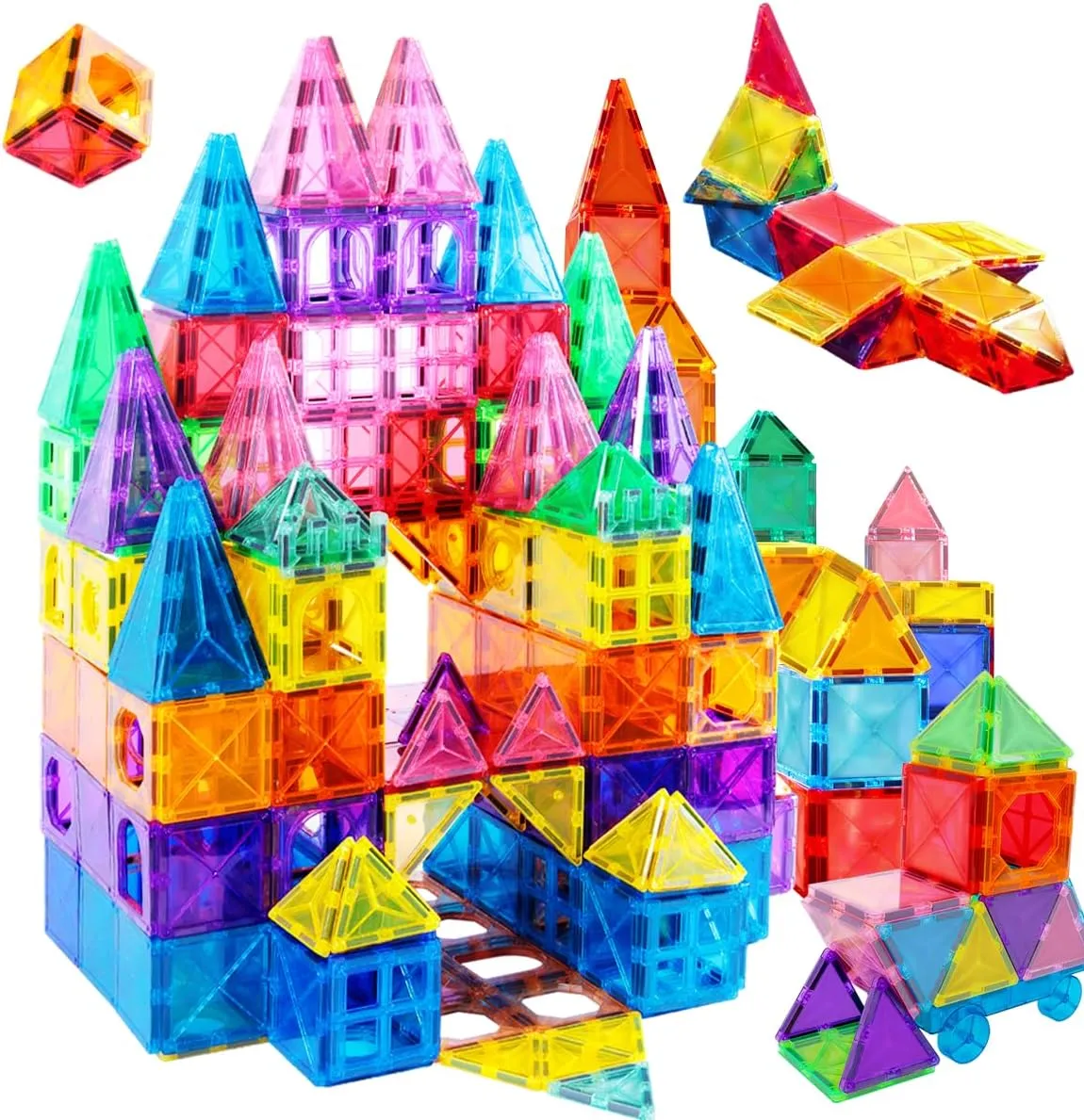 143-Piece Magnetic Tiles STEM Building Set | 3D Educational Construction Toys for Kids Ages 3  | Sensory Stacking Blocks for Boys & Girls | Creative Learning Magnet Building Blocks