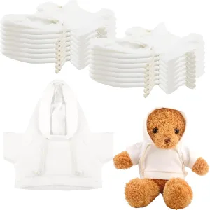 15 Pack Stuffed Bear White Hoodie Bulk Sublimation Blank Teddy Bear Toy Shirts Stuffed Animal White Basic Clothes Hoodie for 14-18 Inch Stuffed Bears Dolls DIY