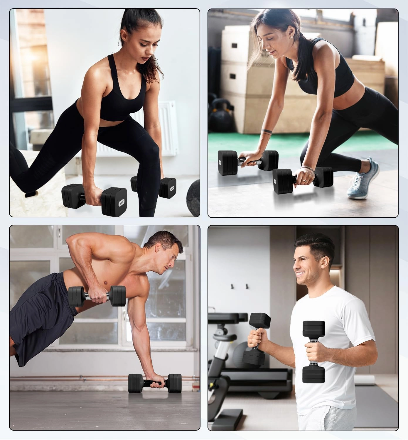 15LB 20LB 50LB Adjustable Dumbbell Set, 4 in 1 Free Weights Dumbbells Set for Women Men Hand Weights Sets Adjust Dumbbell Weight Sets for Home Gym Exercise Workout Strength Training Equipments