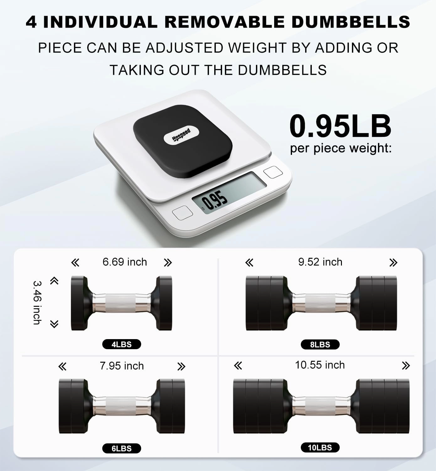 15LB 20LB 50LB Adjustable Dumbbell Set, 4 in 1 Free Weights Dumbbells Set for Women Men Hand Weights Sets Adjust Dumbbell Weight Sets for Home Gym Exercise Workout Strength Training Equipments