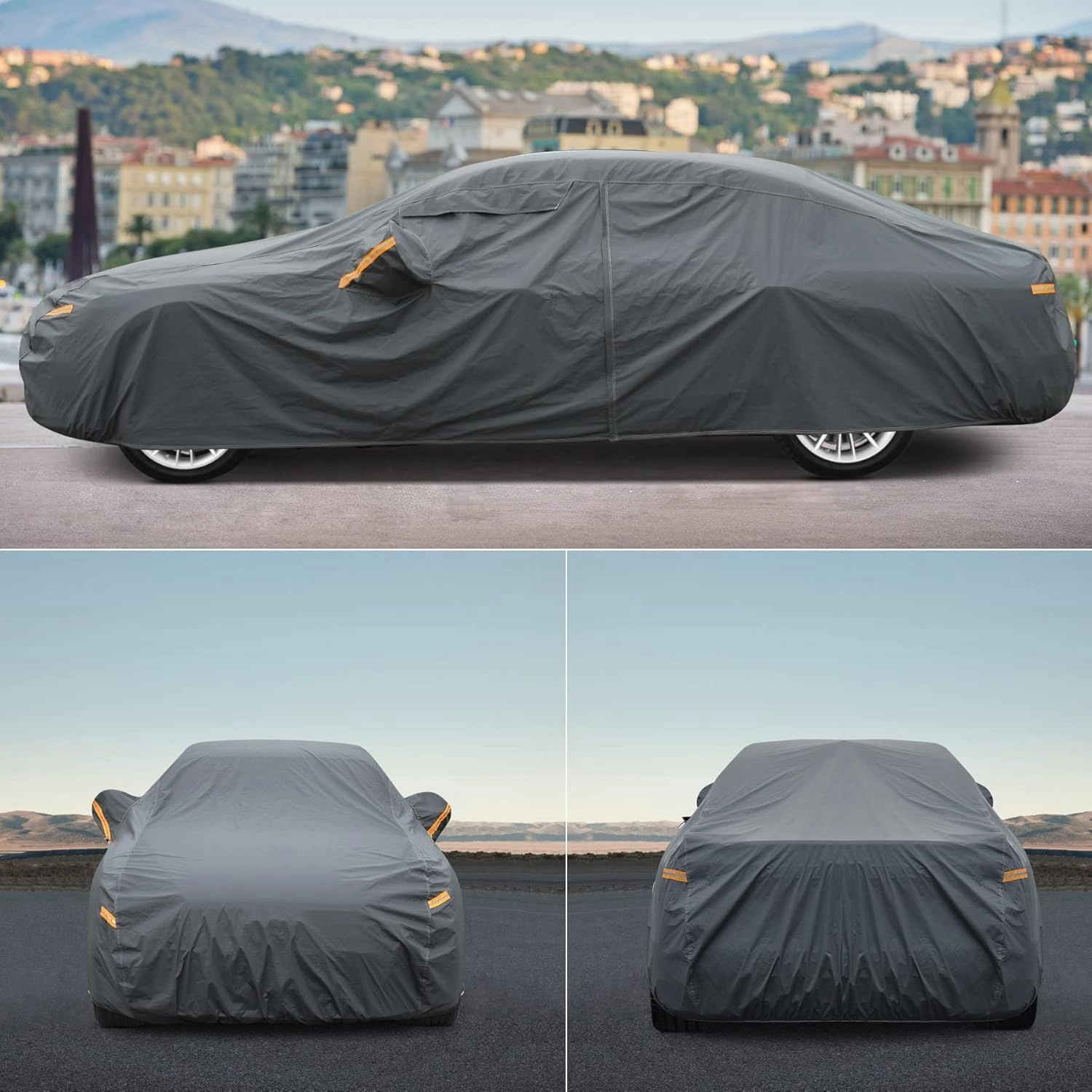 16 Layers Car Cover Waterproof All Weather, Heavy Duty Outdoor Car Cover Universal Fit Sedan Lexus ES350, Tesla Model S, Lincoln MKZ, Toyota Avalon, Jaguar XJ, Ford Taurus, BMW 740i etc.