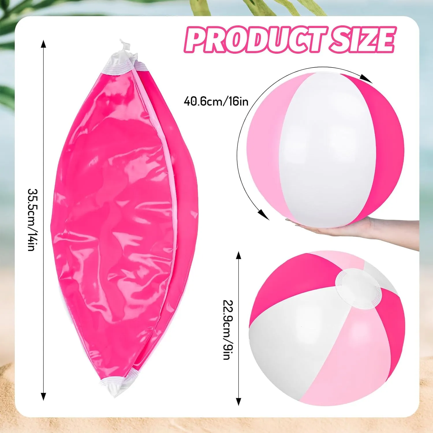 16Pcs Inflatable Beach Balls 16Inch Round Pool PVC Balls Cute Game Toys
