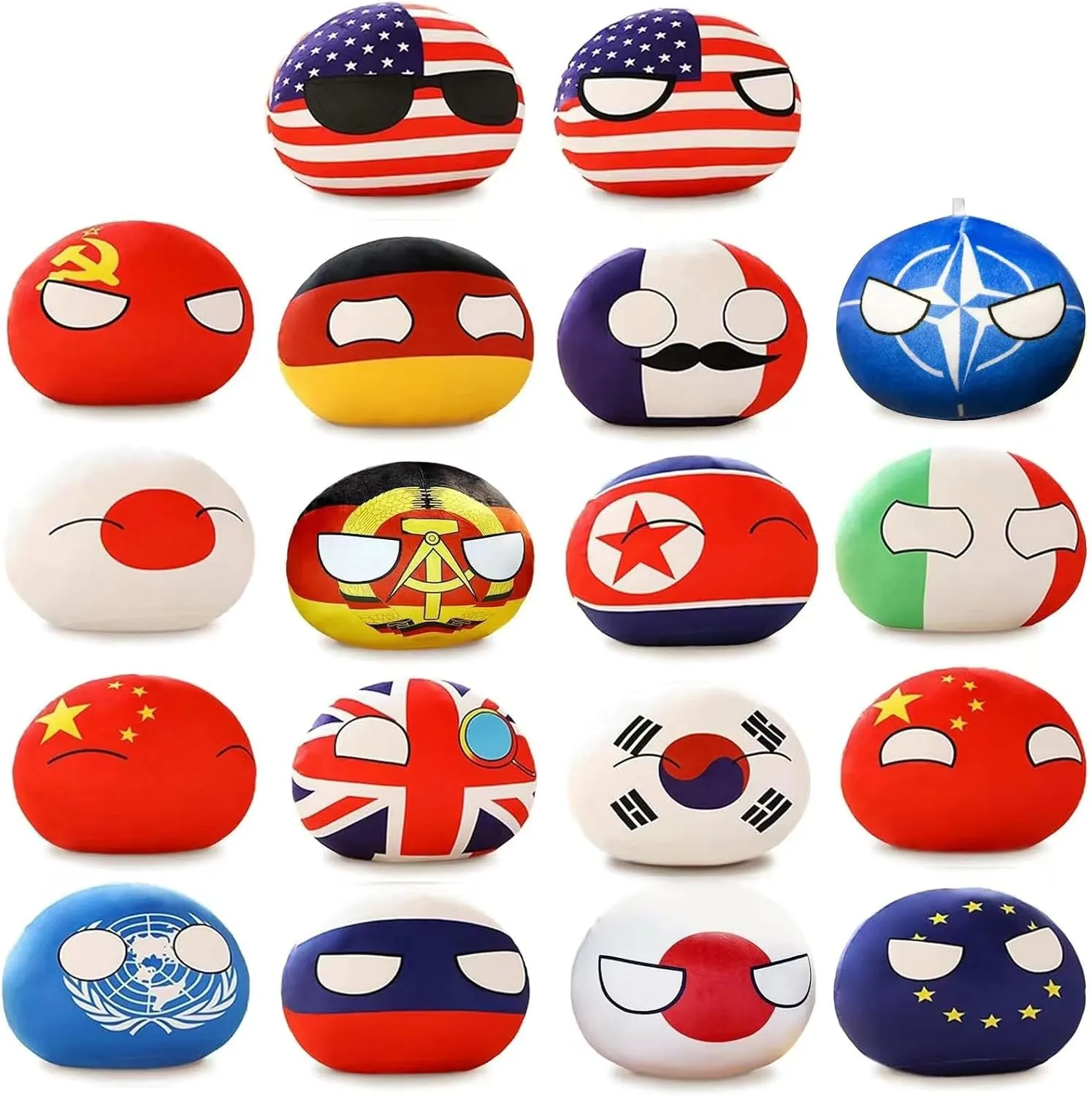 18pcs Countryballs Plushies Country Ball Plushies Stuffed Plush Toy Cotton Material Cute Charms for Birthdays （4in）