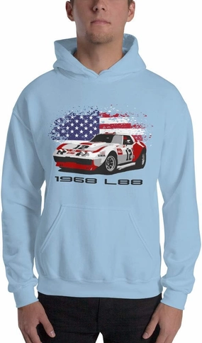 1968 Chevy 'vette L88 Owens Corning #12 Race Car Unisex Hoodie White