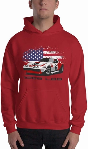 1968 Chevy 'vette L88 Owens Corning #12 Race Car Unisex Hoodie White