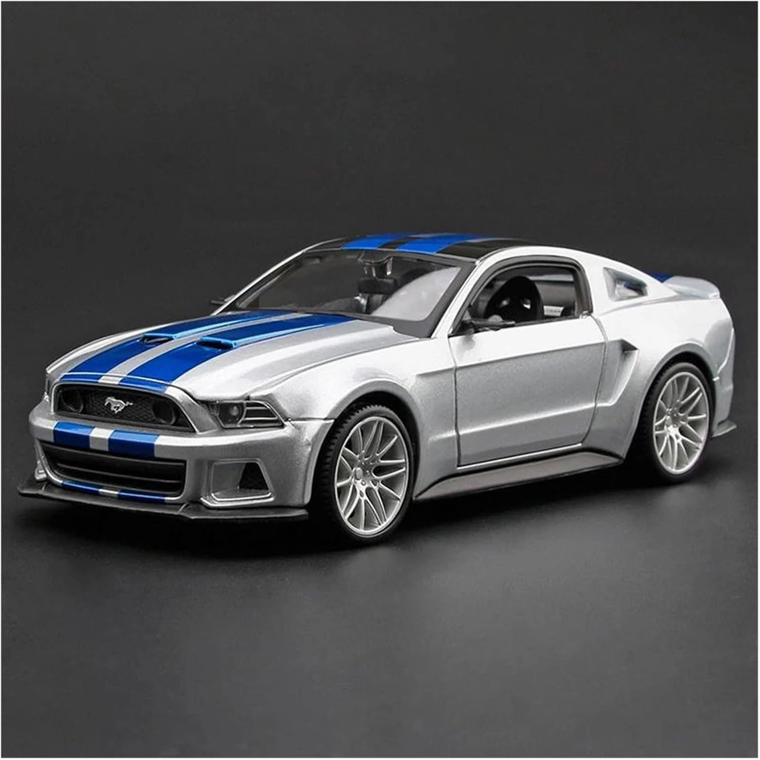 1 24 for Ford Mustang 2014 Street Racer Alloy Sports Car Model Diecast Vehicles Static Car Collection Toys Gifts Simulation Vehicle Playset(White)