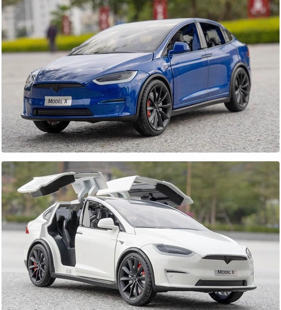 1/24 Model X Toy Car for Boys, Zinc Alloy Diecast Metal Model X Model Car Pull Back Car Toy Vehicles with Sound and Music, Suitable for Kids Aged 3  as Gifts
