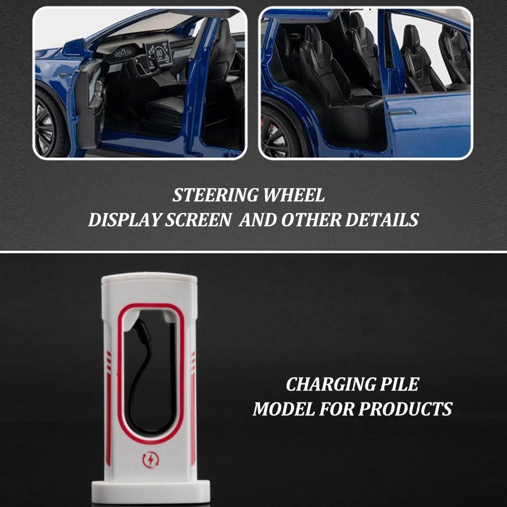 1/24 Model X Toy Car for Boys, Zinc Alloy Diecast Metal Model X Model Car Pull Back Car Toy Vehicles with Sound and Music, Suitable for Kids Aged 3  as Gifts