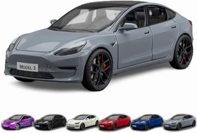 1/24 Scale Diecast Car Model 3, Alloy Diecast Toy Cars Pull Back Toys with Sound & Light, Vehicles Toys for Kids Gift Car Lovers Collection (1/24 Model 3 -Grey)