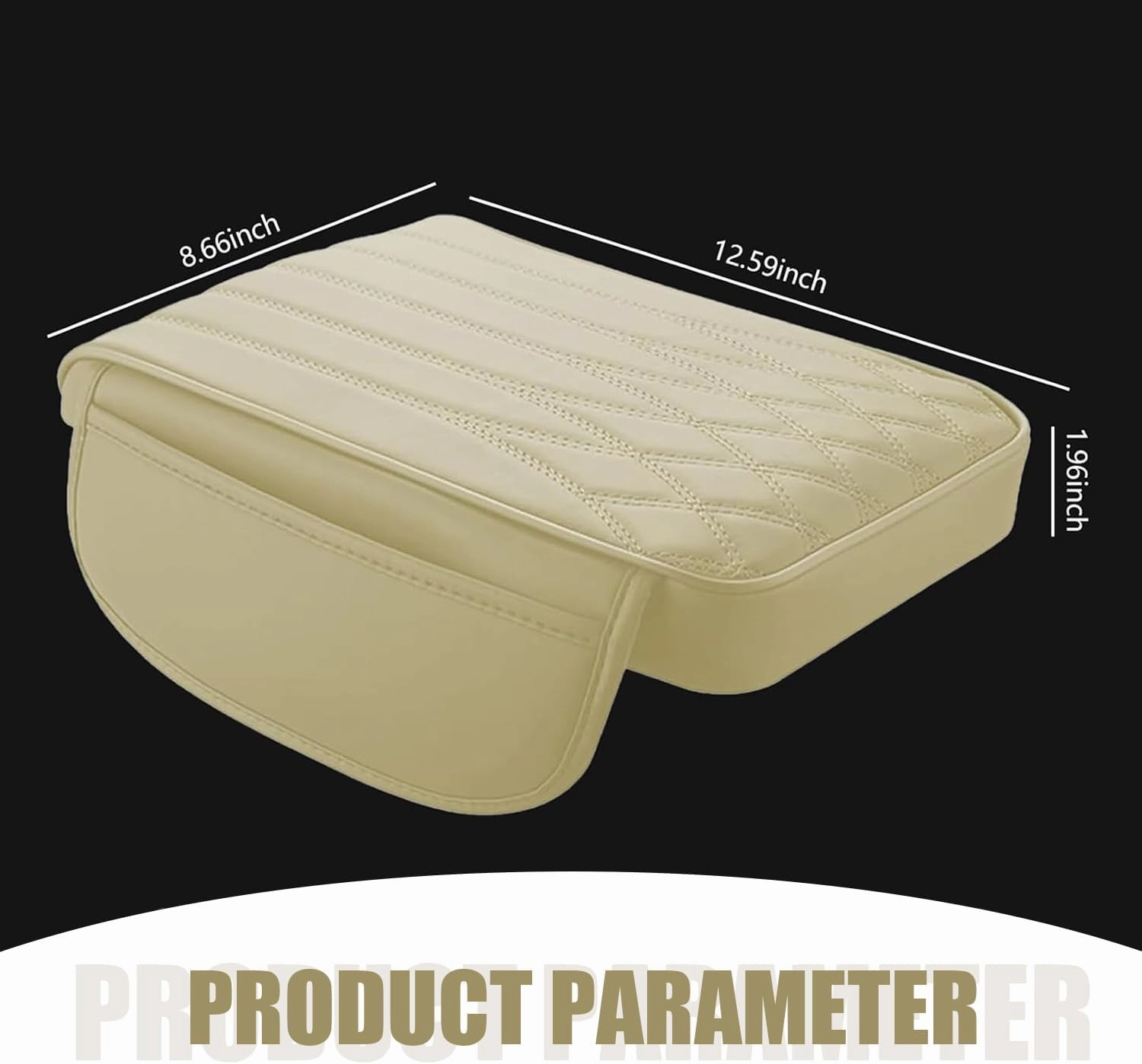 1 Pack Car Center Console Armrest Protective Cover with Pocket, 12.59In x 8.66In x 1.96In Soft Leather Vehicle Armrest Pad, Universal Automotive Decoration for Truck SUV Car (Beige)