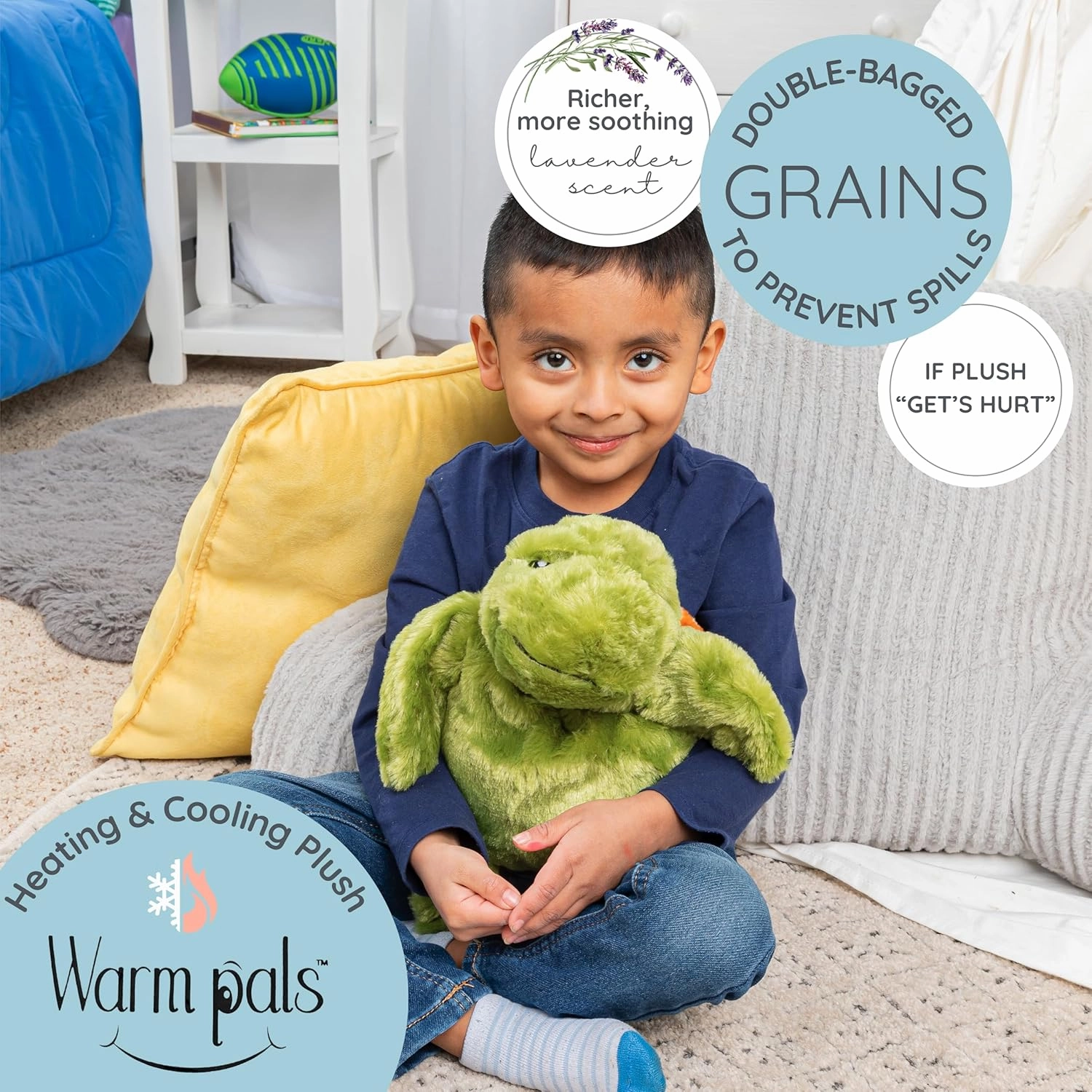 1i4 Group Warm Pals - Tyson Turtle - Cozy Microwavable Lavender Scented Plush Toys - Heated Stuffed Animal - Heatable Coolable Bedtime Comfort Plushie