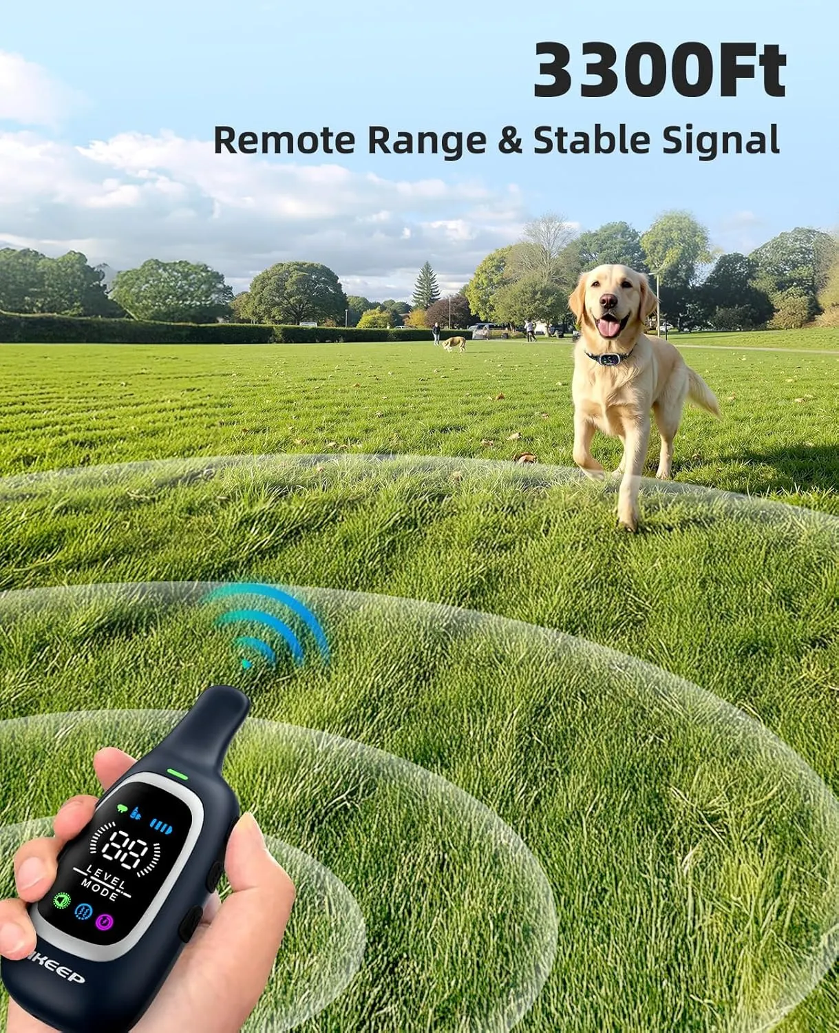 2-in-1 Bark and Shock Collar for Dogs – 3300FT Electric Dog Training Collar with Remote, IP67 Waterproof with Anti-Bark/Beep/Vibration/Shock Modes for Small Medium Large Dog(5-120Lbs)(Black)