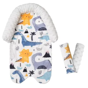 2-in-1Baby Car Seat Head Support & Strap Covers Set for Newborn Infant, Extra Soft Car Seat Insert Cushion Pad, Perfect for Carseats, Strollers, Bouncers