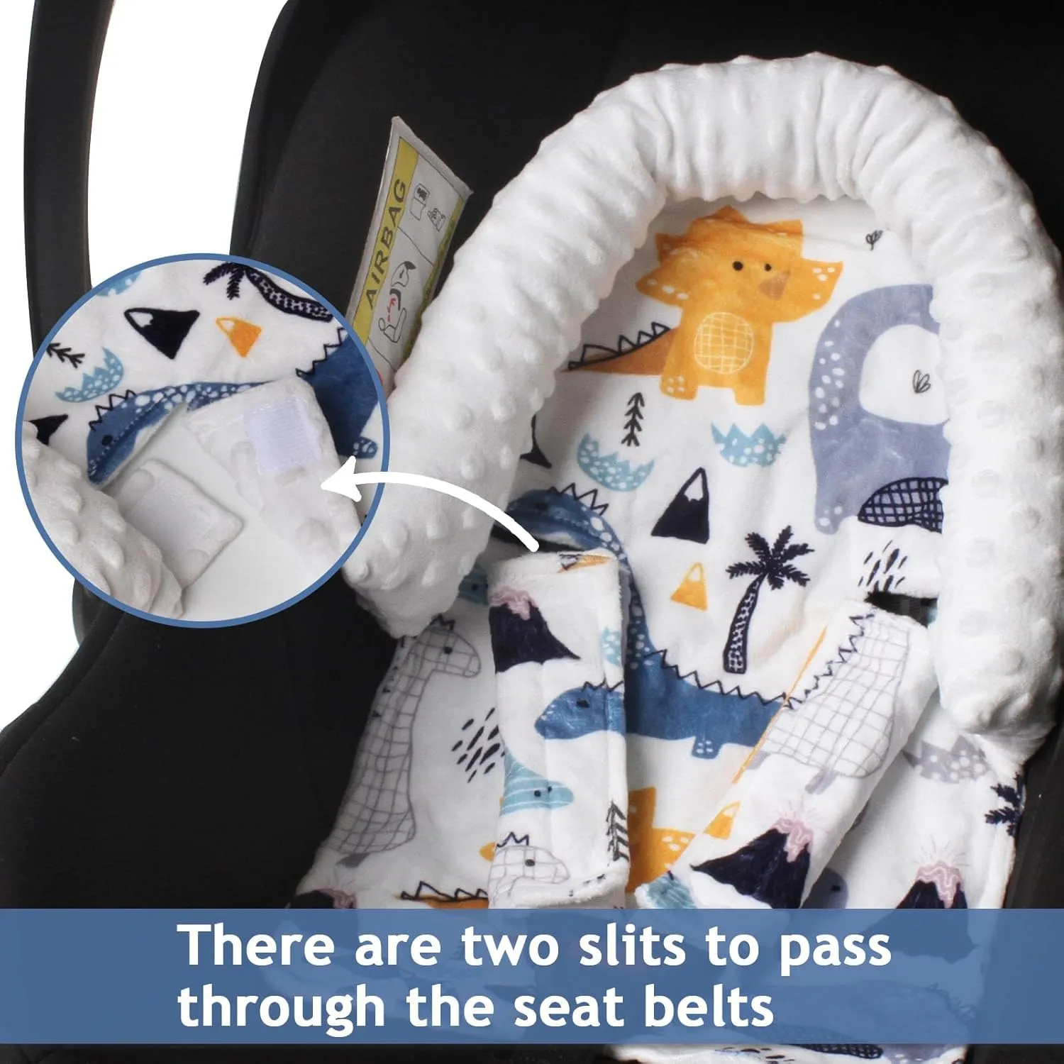2-in-1Baby Car Seat Head Support & Strap Covers Set for Newborn Infant, Extra Soft Car Seat Insert Cushion Pad, Perfect for Carseats, Strollers, Bouncers