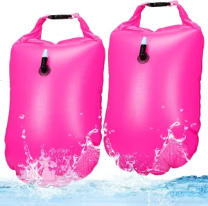 2 Pack Swim Buoy Swim Bubble Safety Float Highly Visible Buoy Float with Adjustable Waist Belt Watertight Dry Bag for Swimming Triathletes Train Kayakers Snorkeler