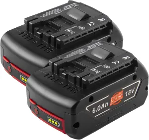 2 Packs BAT609 18V 6000mAh Lithium Battery Replacement for Bosch 18V Battery BAT609 BAT610G BAT618G BAT619 BAT621 BAT620 Cordless Power Tool Battery