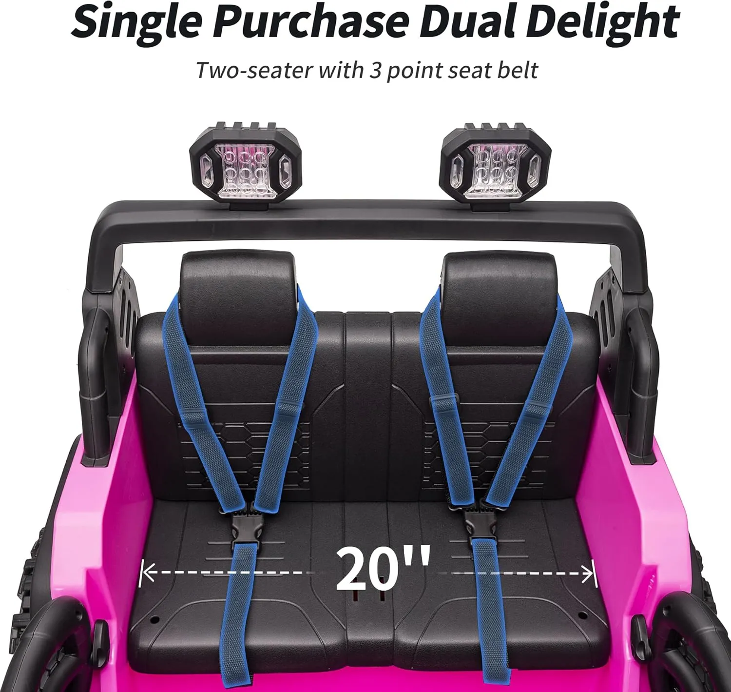 2 Seater Ride on Toy Car for Kids, 24V 4WD Ride-on Truck Kids Electric Car with Remote Control, 4x200W Motors - Pink