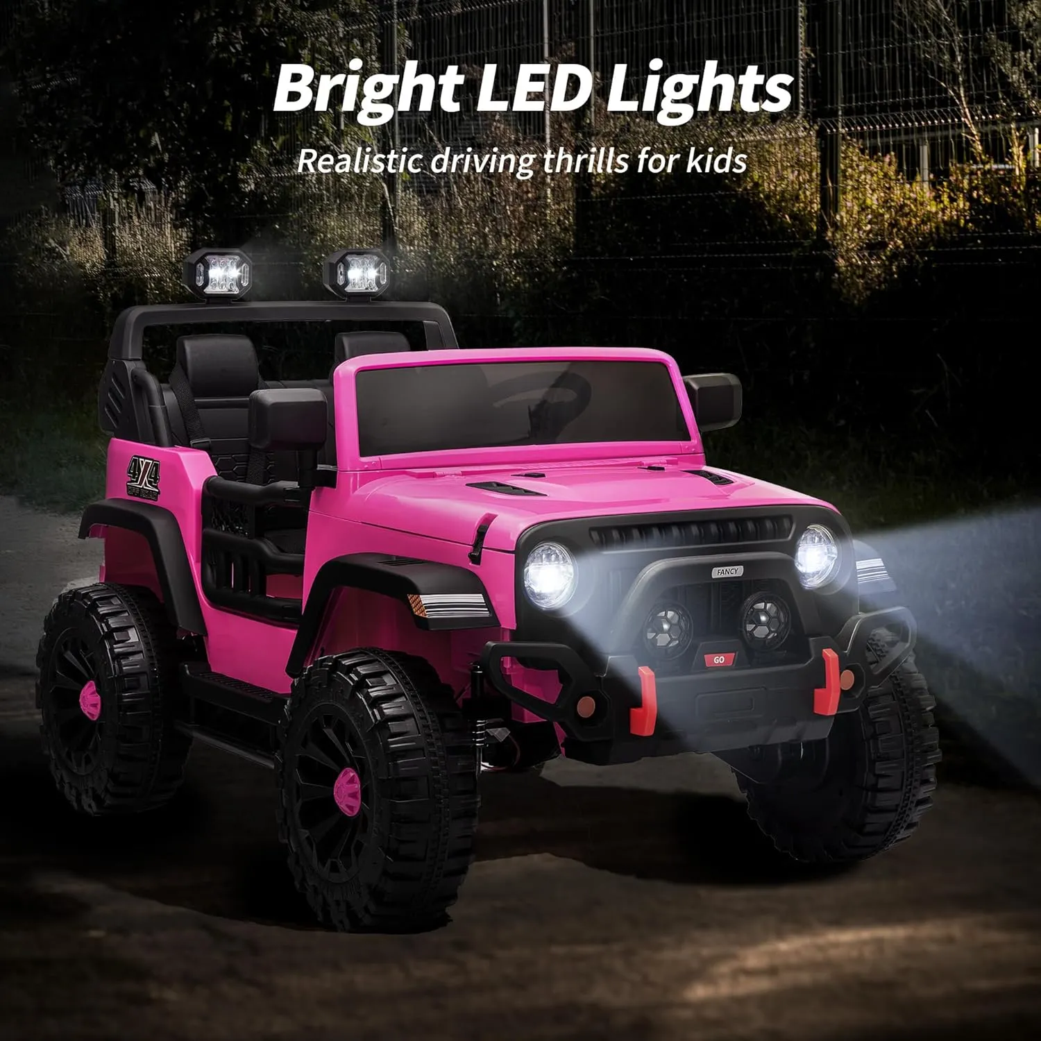 2 Seater Ride on Toy Car for Kids, 24V 4WD Ride-on Truck Kids Electric Car with Remote Control, 4x200W Motors - Pink