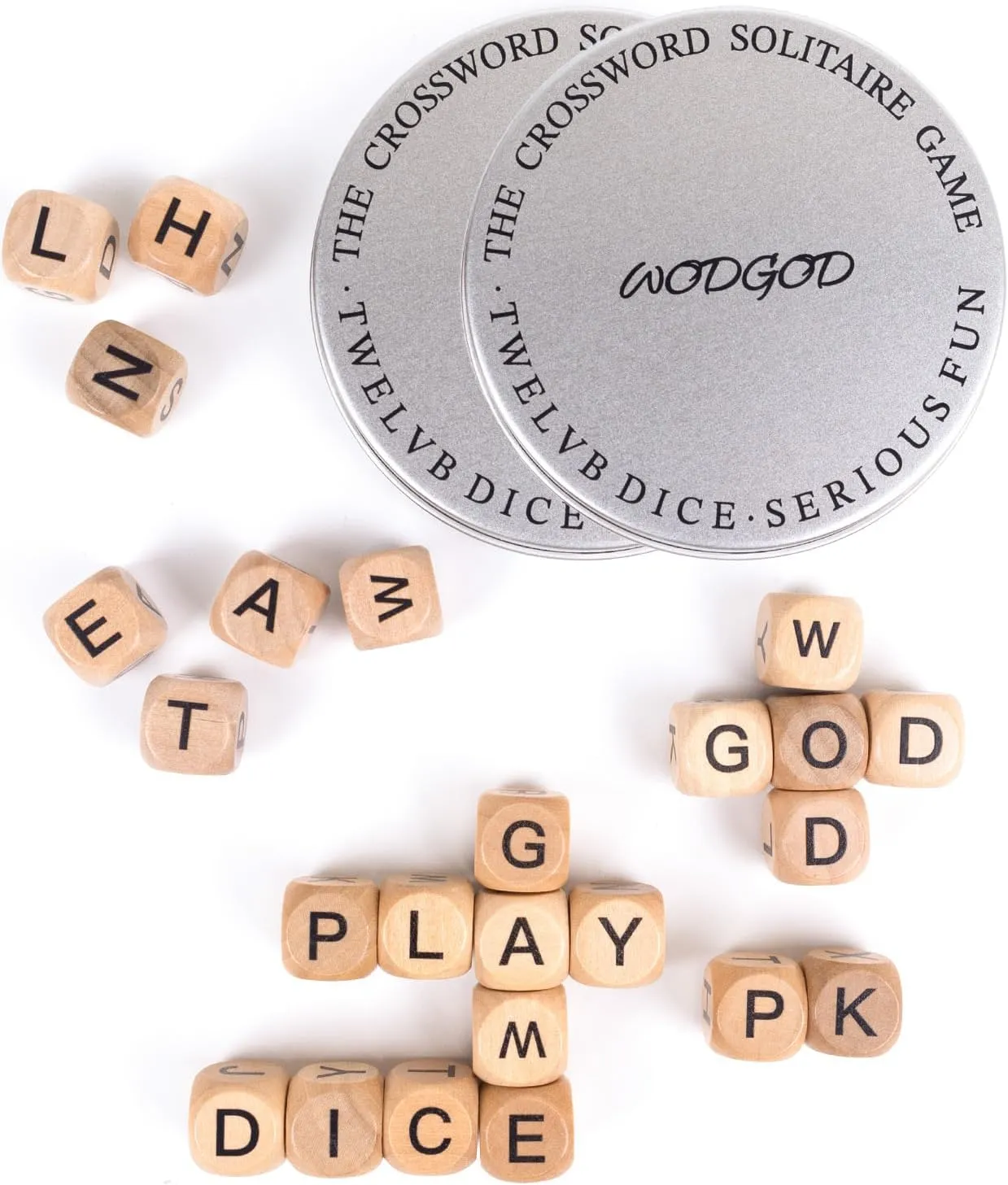 2 Set – The Crossword Dice Game Set, Wooden Letter Dice –Dice Game,Word Dice,Travel Game, Fun Multiplayer Word Game for Travel, Camping, and Family Night, with Portable Storage Boxes