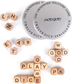 2 Set – The Crossword Dice Game Set, Wooden Letter Dice –Dice Game,Word Dice,Travel Game, Fun Multiplayer Word Game for Travel, Camping, and Family Night, with Portable Storage Boxes