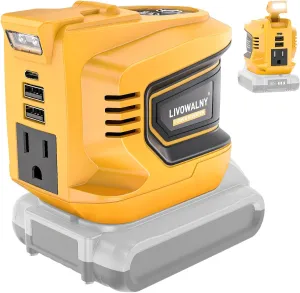 200W Power Inverter for Dewalt 20V, DC 20V to AC 110-120V Battery Inverter, Portable Power Station Generator, Charger Adapter Battery Powered Outlet with 2 USB Ports & 1 Type-C & 1 AC Outlet