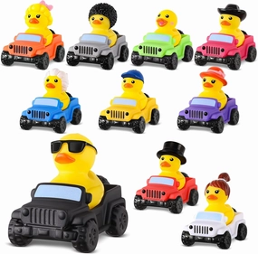 20 Pcs Rubber Ducks for Jeeps, 2.8 Inch Ducks for Jeeps, 10 Ducks Assortment with 10 Colors Cars, Collectible Vehicle Dashboard Decorations, Summer Party Favor Gifts, Baby Bath Toys Birthday Gifts