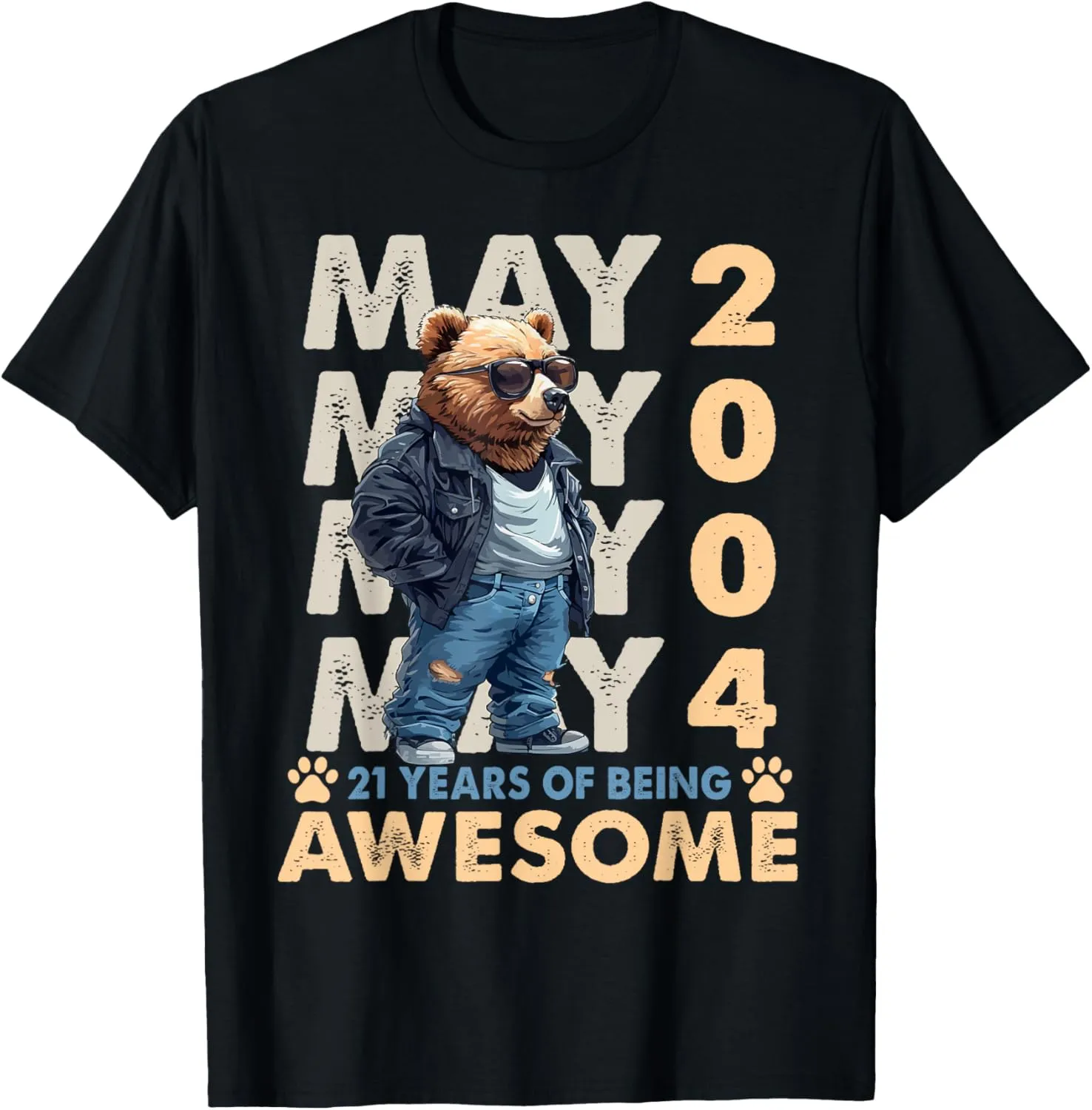 21st Birthday Bear Legends May 2004 21 Years Old For Mens T-Shirt
