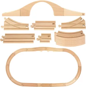 23Pcs Wood Train Tracks Expansion Set Wooden Train Bridges Track Connectors and Adapters for Most Major Toy Trains Track Railway Accessories