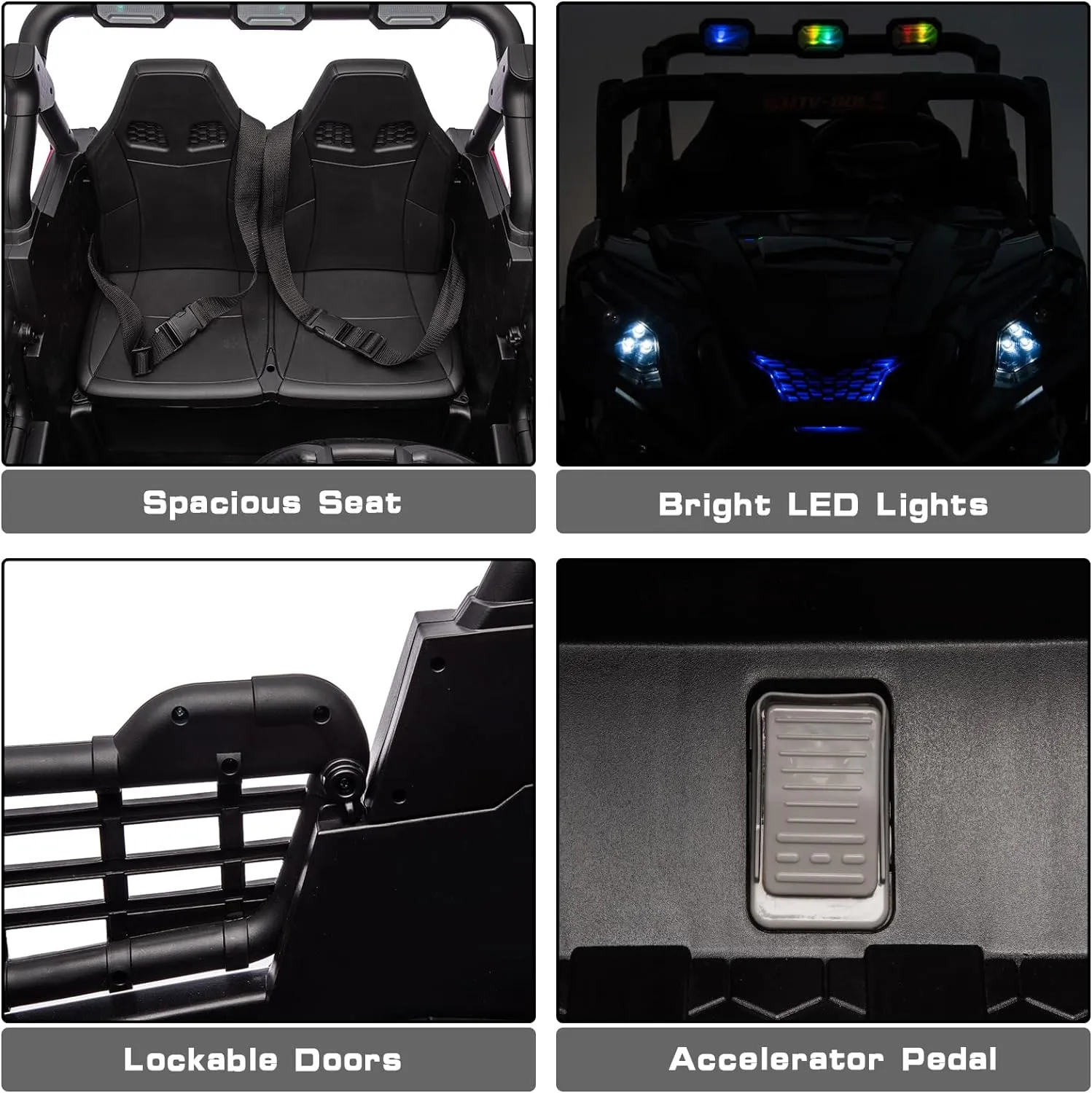 24V 4X4 2-Seater Ride On UTV with Remote Control, Off-Road Ride on Car, 4WD Electric Ride On Toys for Kids Ages 3 , Side by Side Car w/LED Light, EVA Rubber Tires, Bluetooth, Green