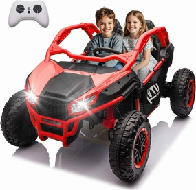 24V Ride on Toy for Big Kids, 2 Seater UTV w/Remote Control, 6 MPH, 400W Power Engines, Kids Electric Vehicles w/20 Spacious Seat, 3 Speeds, Bluetooth, Power Vehicles Wheels for Boys Girls, Red