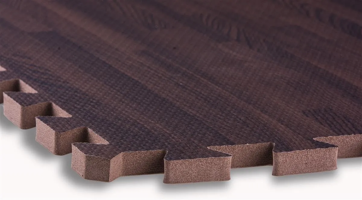 26-pc Wood Grain Interlocking Foam Flooring Mats, 0.5" Thick, 10-ft x 10-ft Display